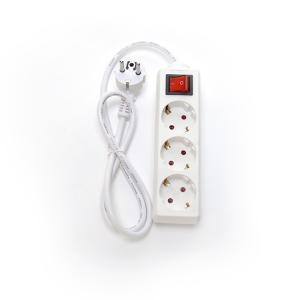 Quality EU Standard 3 Way Extension Power Strip with Switch 3x1.5mm2 Cable 1 Meter Customize Socket Grounding Standard Grounding for sale