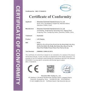 Shenzhen Eachinled Optoelectronics Co.,Ltd Certifications