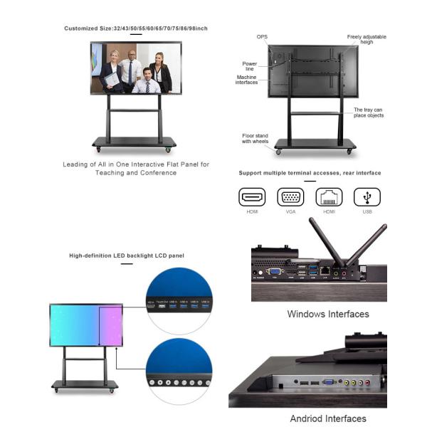 75 inch YCZX interactive screen monitor smart electronic writing white board for classroom