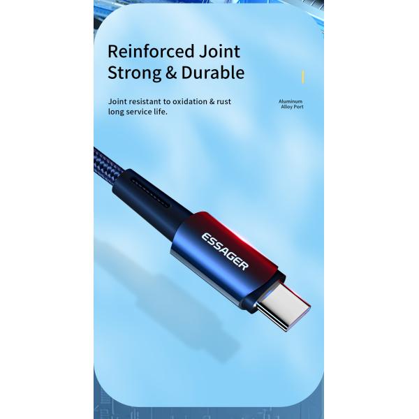 Essager USB charging Data Cable 100W 60W Type C to Type C Cable For Mbk Huawei