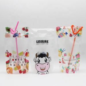 Transparent ISO9001 Liquid Spout Pouch 100 Microns ziplockk Drink Pouches