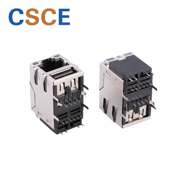 Buy PEG Shielded RJ45 Connector Transformer Phosphor Bronze Contact Material at wholesale prices