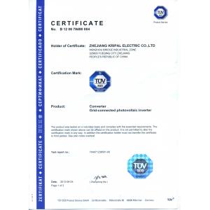 Zhejiang KRIPAL Electric Co., Ltd. Certifications
