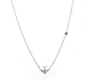 China Fashion Jewelry Stainless Steel Bird Shaped Women Necklace Silver color Chain Necklace on sale