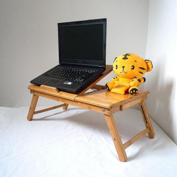 Bamboo Laptop Desk Table,Multifunctional Bamboo Desktop Stand Storage Organize