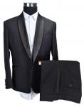 2 Piece Mens Tuxedo Suit Shawl Lapel Wedding Black Viscose Polyester