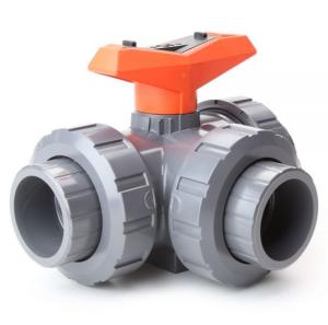 +GF+ 343T Type PVC-U/EPDM RP Threaded 3-Way Ball Valve RP1/2 DN15 – Industrial Fluid Control Solution for Precise Flow Direction Management