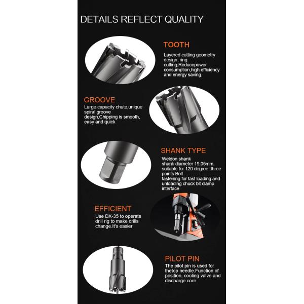 BMR TOOLS High performance 35mm cutting depth universal shank TCT Broach Cutter for Metal Drilling