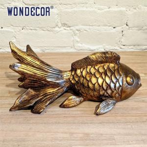 Quality Indoor Abstract Metal Wall Art Sculpture Large Hotel Living Room Animal Goldfish Copper for sale