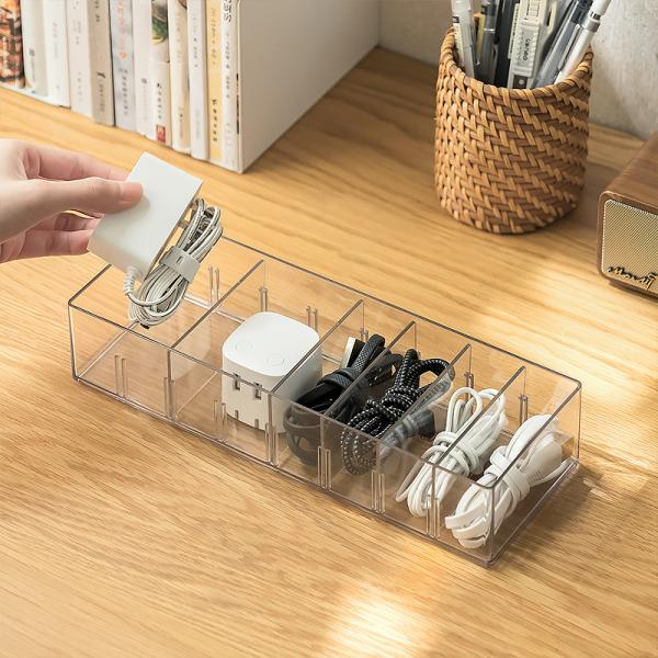 Multifunctional Empty PET Plastic Data Line Storage Box with Divider