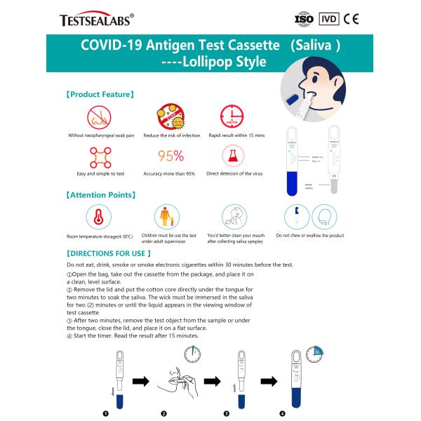 Factory Wholesale Cov-19 Kids Test Kit Antigen Rapid Test Cassette Colloidal gold Siliva Nose Saliva Test