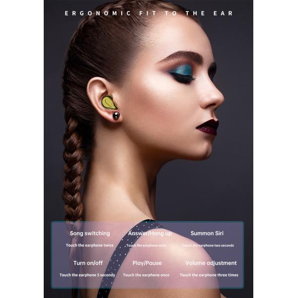 FCC IPX7 Wireless Bluetooth Earbuds HiFi Stereo Sound 3.7V 2000mAh