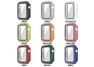 Quality 2 In 1 Tempered Glass Watch Screen Protector Bling Watch Protection Case for sale