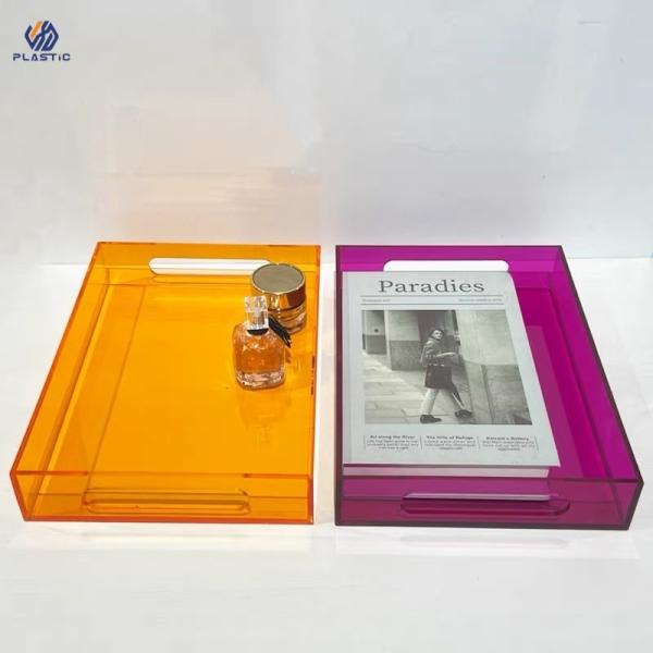Acrylic Lucite Serving Tray Easy To Clean Acrylic Storage Tray 3mm Thickness