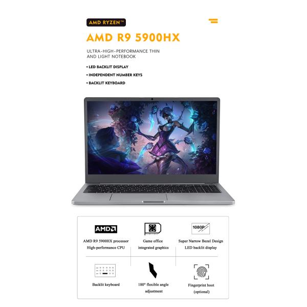 4800mAh Battery AMD Graphics Card Oem Gddr4 Ssd 15.6 Inch Laptop Notebook Pc For Home And Business Lcd