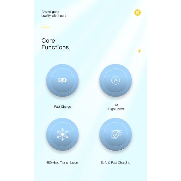 Android Fast Charging Data Cable Type C 1/2/3M 7A 100W For Huawei Xiaomi