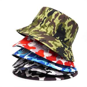 China Fashion Women Men Camouflage Bucket Hat Outdoor Sport hat with full printing pattern on sale