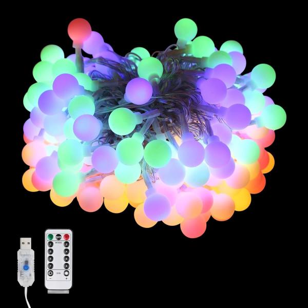 Buy Globe String Lights Indoor Outdoor 100 Led Fairy Lights 8 Modes Colorful Remote USB String Lights for Bedroom at wholesale prices