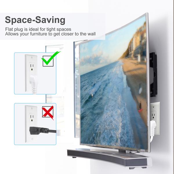 NEMA 5-15P to 5-15R Power Cord 1FT 2FT for PC Power Supply