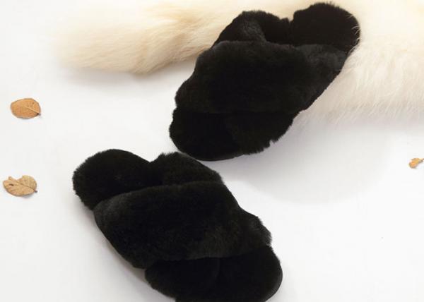 Anti Slip Leather Indoor Sheep Wool Slippers Comfortable Practical For Indoor