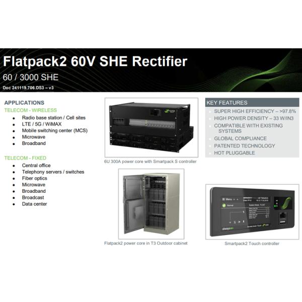 Eltek 60V Switching Power 3000W Electronic Power Telecom ELTEK Flatpack2 60/3000 SHE Rectifier Module 241119.706