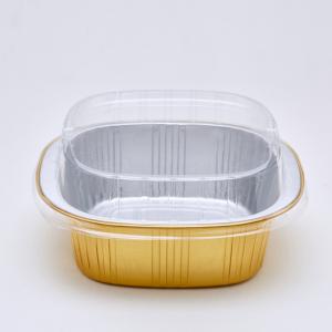 China 325ml Foil Food Container Aluminum Foil Baking Cups With Lids Square on sale