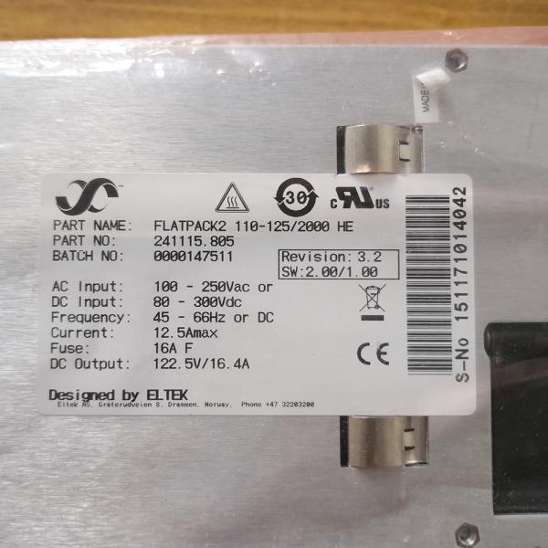 High Efficiency Eltek Flatpack2 110-125/2000 HE Rectifier Module FP2 110/2000 HE WOR Part No. 241115.805