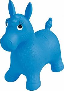 Quality Blue Inflatable Jumping Horse Ride on PVC Bouncing Animal Toys For Kids for sale
