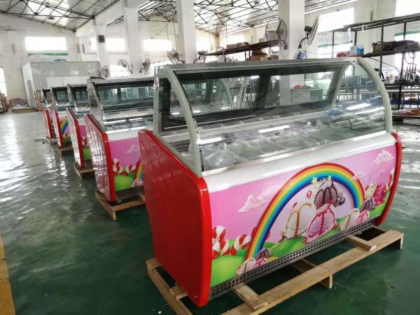 Commercial 10 Pans Ice Cream Display Freezer With Customized Light Box