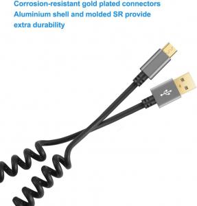 Quality 0.56ft Coiled USB 2.0 To Micro USB Cable , TPU USB Data Cable Cord for sale