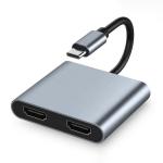 4-in-1 USB C to Dual 4K HDMI MST Adapter for Charging Data Transfer and Video