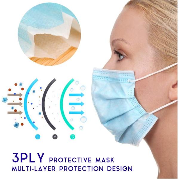 Dust Protection Non Woven Fabric Mask With 3 Layers Face Protection Pad