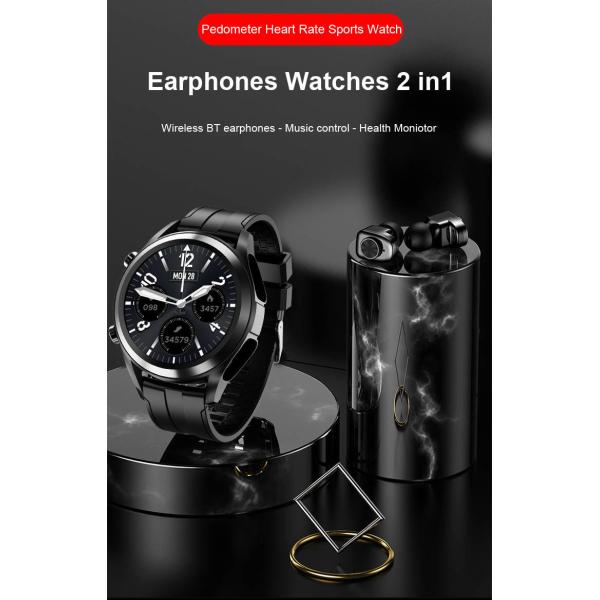 350mAH SpO2 Smart Watch With Earbud Inside Bluetooth Music Play