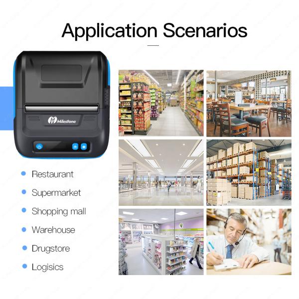 Label Receipt Barcode Printer Machine Portable Thermal Printer Bluetooth 3 Inch 80mm
