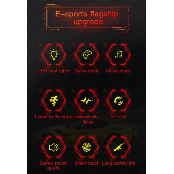 Wireless Gaming Earphone 13mm Large Loudspeaker Stereo Sound With Charging Case