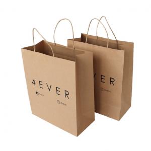 China Wholesale China Gift Craft Brown Printed Kraft Paper Bags With Logo on sale