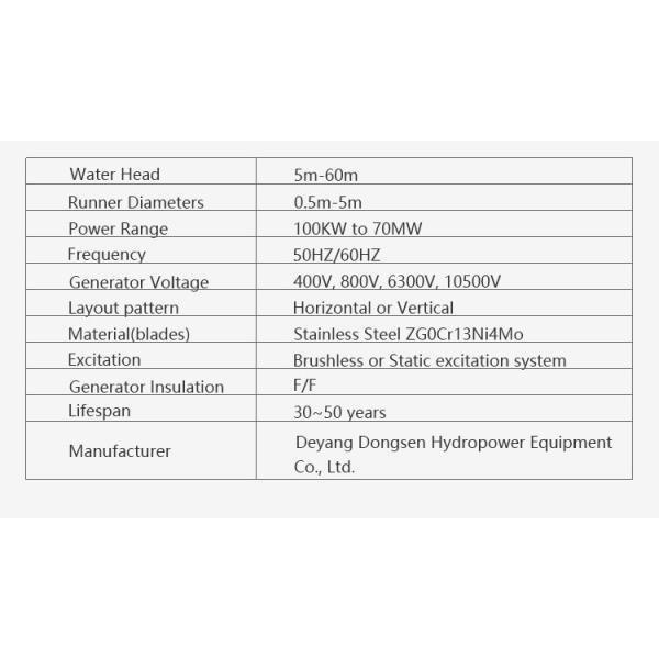 Axial Flow Type Kaplan Hydro Turbine Generator / Propeller Water Turbine 100 Kw