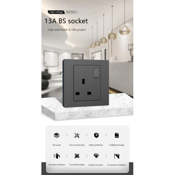 13 Amp British Standard Power Socket PC Black / Champagne / Grey