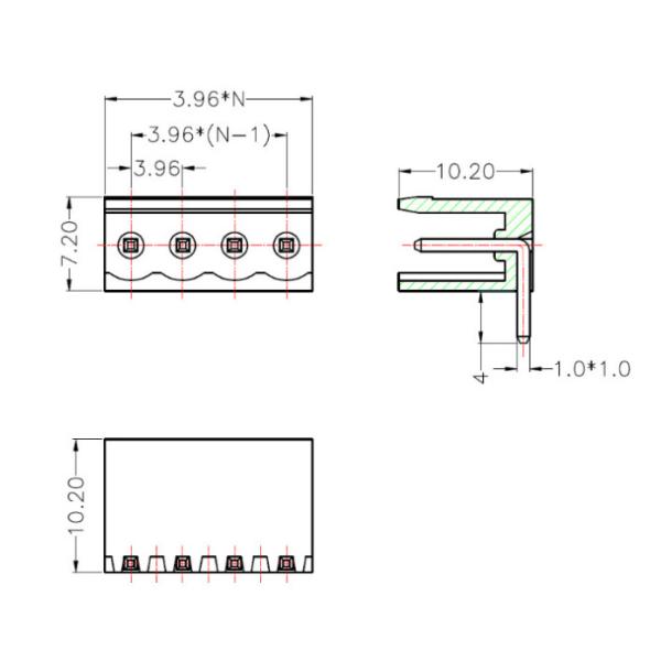 RD HT3.96R 3.96 pitch 300V 10A plug in terminal type male pin type orange color