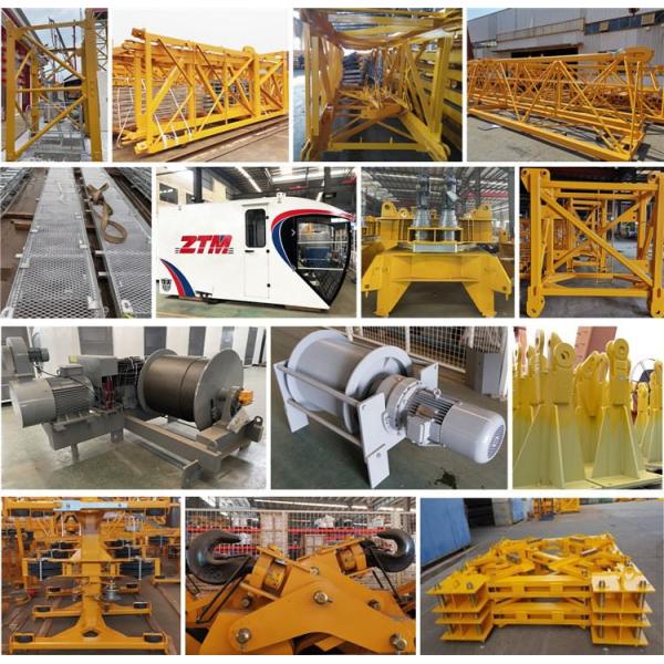 6.Main Parts ZTT396 Flattop Tower Crane 20t Capacity 75m Jib Length 3.5t Tip Load Hoisting Equipment