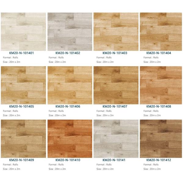 Oak Wood Look Vinyl Flooring Roll 1.8m-2m Width Heterogeneous Sheet Flooring