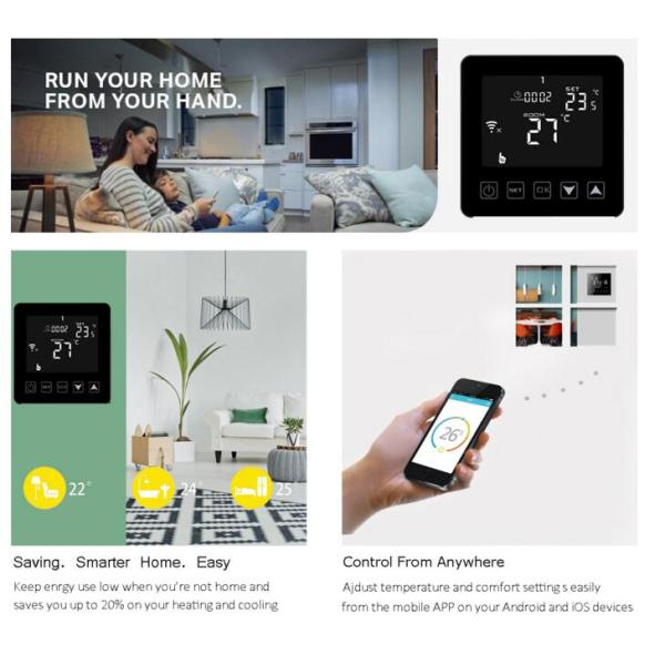 weekly Programmable Touch Screen Electric Heating Thermostat 16A LCD Display for Electric Floor HeatingController