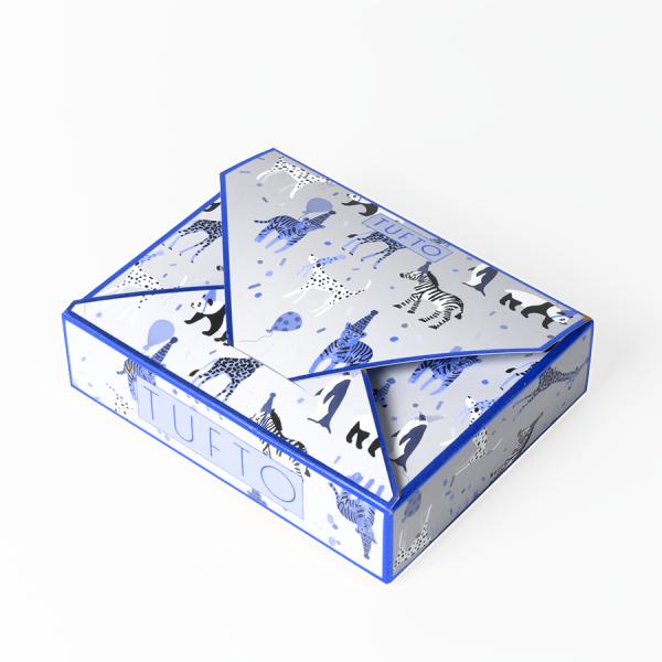 Printed Ivory Paper Board Post Card Boxes Triangle Packaging Box Custom Size