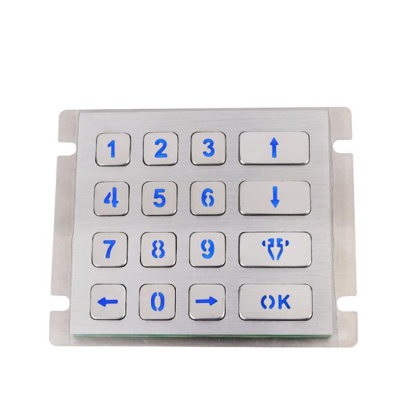 Led lighted die cast keypad with matrix 4x4 brushed 16 metal keypad with full travel keys