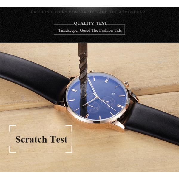 Fitness Stainless Steel Leather Watch Five Hands Water Proof 3 ATM