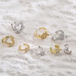 China Gold Plated Diamond Ear Bone Clip Earrings 925 Silver Zircon Pentagram Heart on sale