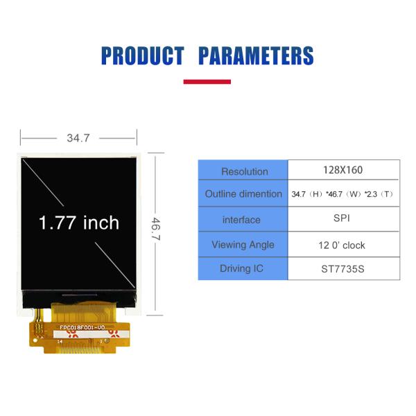 1.77 Inch Tft Lcd Display Panel 128x160 Resolution IC ST7735 Lcd Tft Module