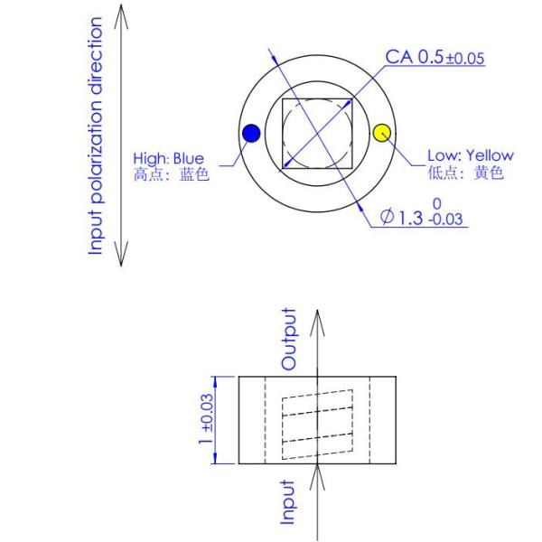 1310nm 0.8mm Free Space Isolator , Double Stage High Isolation Free Space Optical Isolator