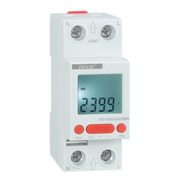 Buy DV2-1S63A Din Rail Single Phase LCD Under Voltage Over Voltage Auto Reset Relay at wholesale prices