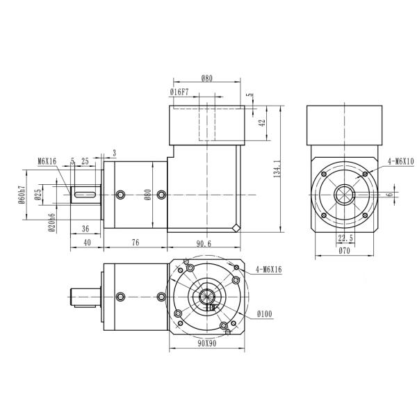 Right Angle Precision High Speed Planetary Gearbox Working With Servo Motor